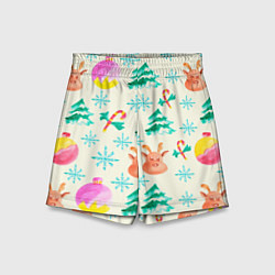 Шорты детские Зимний новогодний узор, цвет: 3D-принт