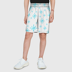 Шорты детские Зимний узор из снежинок, цвет: 3D-принт — фото 2
