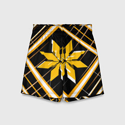 Детские шорты Жёлто-белая звезда и полосы на чёрном фоне