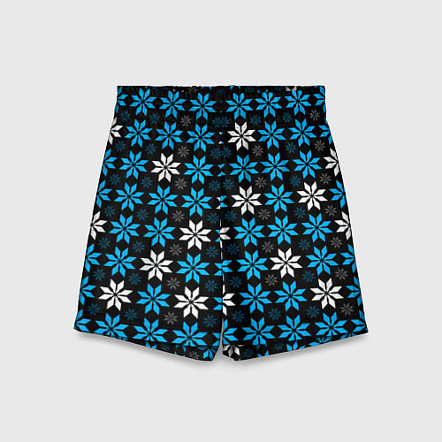 Детские шорты Бело-голубые звёзды на чёрном фоне / 3D-принт – фото 1