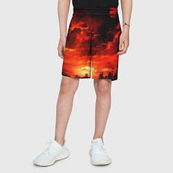 Шорты детские Багровый апокалиптический закат, цвет: 3D-принт — фото 2
