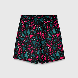 Детские шорты Синие красные треугольники на черном фоне