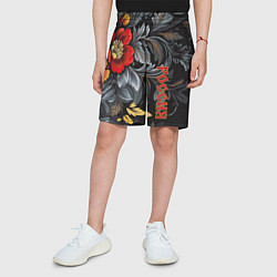 Шорты детские Россия - цветочный узор, цвет: 3D-принт — фото 2