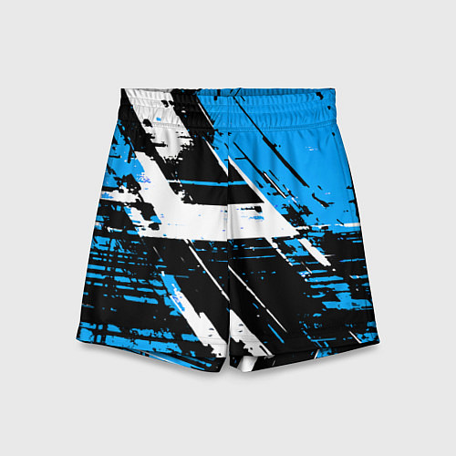 Детские шорты Diagonal black and white stripes on a blue backgro / 3D-принт – фото 1