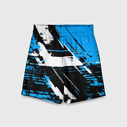 Детские шорты Diagonal black and white stripes on a blue backgro