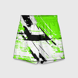 Детские шорты Diagonal black and green stripes on a white backgr