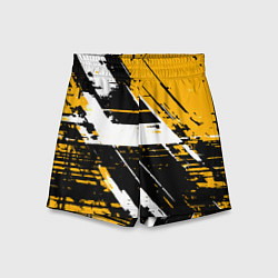 Детские шорты Diagonal black and white stripes on a yellow backg