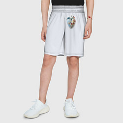 Шорты детские Сердце и ветка цветущая сакура с цветами, цвет: 3D-принт — фото 2