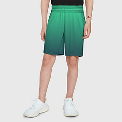 Шорты детские Градиент тихоокеанский зелёный, цвет: 3D-принт — фото 2