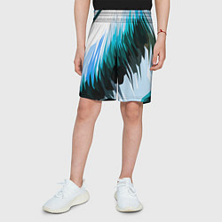 Шорты детские Чёрно-синие острые полосы на белом фоне, цвет: 3D-принт — фото 2
