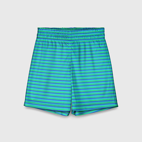 Детские шорты Полосатый сине-зелёный / 3D-принт – фото 1