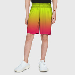 Шорты детские Градиент салатовый в розовый, цвет: 3D-принт — фото 2