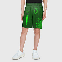 Шорты детские Among Us - green gradient вертикально, цвет: 3D-принт — фото 2