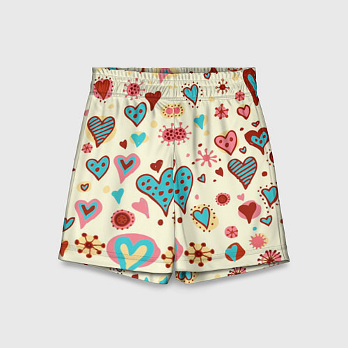 Детские шорты Цветные сердечки / 3D-принт – фото 1