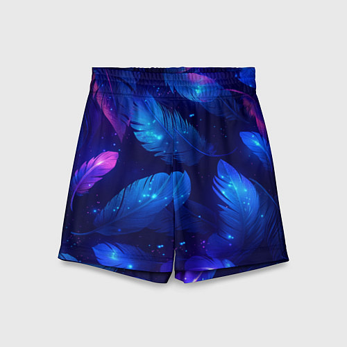 Детские шорты Мерцающие перья - волшебные искры / 3D-принт – фото 1