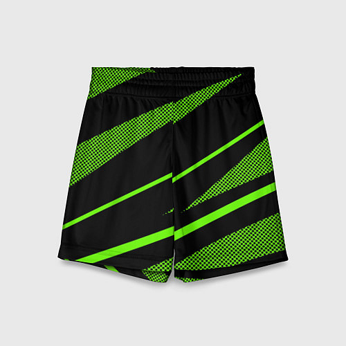Детские шорты Чёрно-зелёный абстрактные полосы / 3D-принт – фото 1