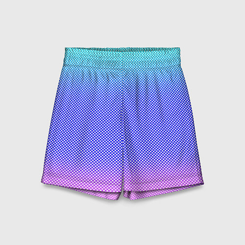 Детские шорты Градиент бирюзово-розовый текстура в мелкий гороше / 3D-принт – фото 1