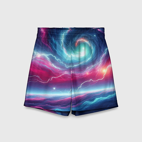 Детские шорты Spiral neon galaxy - ai art fantasy / 3D-принт – фото 1