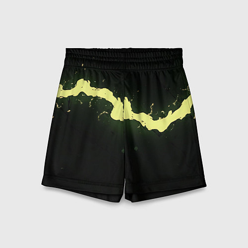 Детские шорты Желтая трещина на черном / 3D-принт – фото 1