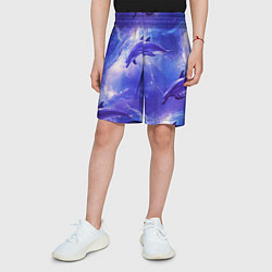 Шорты детские Дельфины в волшебном море паттерн, цвет: 3D-принт — фото 2