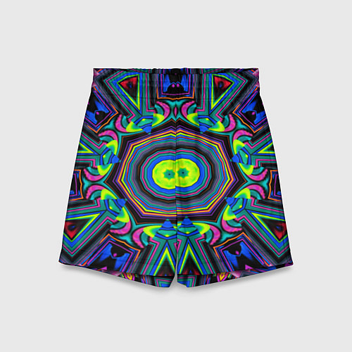 Детские шорты Оптический узор неоновые краски / 3D-принт – фото 1