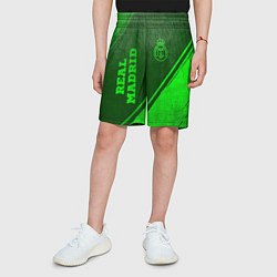 Шорты детские Real Madrid - green gradient вертикально, цвет: 3D-принт — фото 2