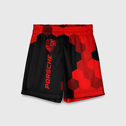 Шорты детские Porsche - red gradient по-вертикали, цвет: 3D-принт