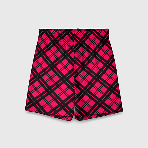 Детские шорты Чёрно-розовый крупная клетка / 3D-принт – фото 1