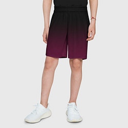 Шорты детские Тёмный чёрно-розовый градиент текстурный, цвет: 3D-принт — фото 2