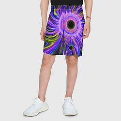 Шорты детские Абстрактный неоновый космос - чёрная дыра, цвет: 3D-принт — фото 2