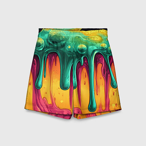 Детские шорты Зелено-оранжевая клякса / 3D-принт – фото 1