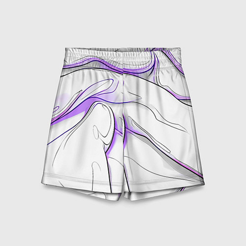 Детские шорты Черные и фиолетовые линии на белом / 3D-принт – фото 1