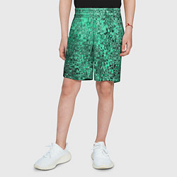 Шорты детские Бирюзовый аквамарин абстрактная текстура, цвет: 3D-принт — фото 2