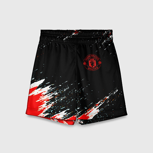 Детские шорты Манчестер краски штрихи / 3D-принт – фото 1