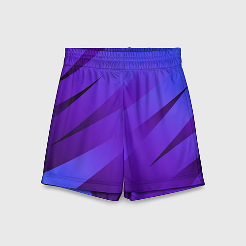Детские шорты Сине-фиолетовый абстрактные линии / 3D-принт – фото 1