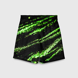 Шорты детские Зеленые блестки на черном, цвет: 3D-принт
