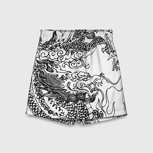 Детские шорты Татуировка дракона на белом / 3D-принт – фото 1