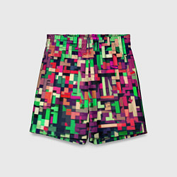 Шорты детские Зелёно-розовый геометричные фигуры, цвет: 3D-принт