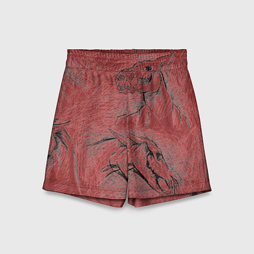 Детские шорты Черепа лошадей - эскиз / 3D-принт – фото 1