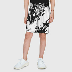 Шорты детские Белый с чёрной абстракцией, цвет: 3D-принт — фото 2