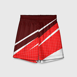 Детские шорты Красно-белый абстрактный с полосами