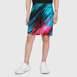 Шорты детские Синяя и красная краска на черном, цвет: 3D-принт — фото 2