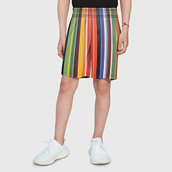Шорты детские Разноцветная полоска, цвет: 3D-принт — фото 2