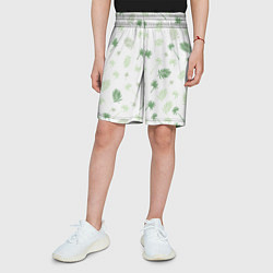 Шорты детские Текстура белой гавайской рубашки, цвет: 3D-принт — фото 2