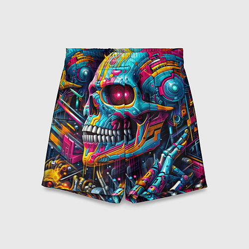 Детские шорты Cyber skull - pattern / 3D-принт – фото 1