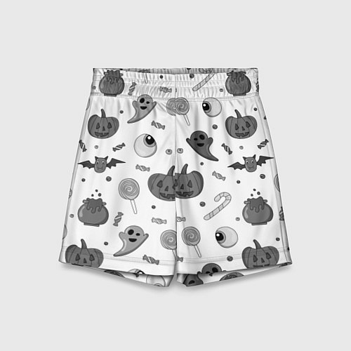 Детские шорты Halloween grey and white / 3D-принт – фото 1
