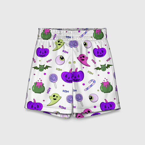 Детские шорты Halloween purple pumpkin pattern / 3D-принт – фото 1