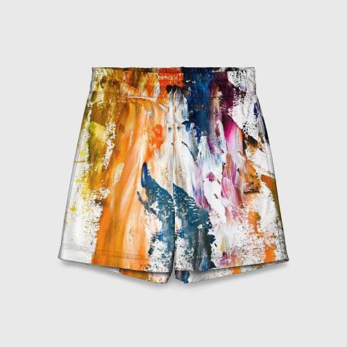 Детские шорты Разноцветные мазки кисти на палитре художника / 3D-принт – фото 1