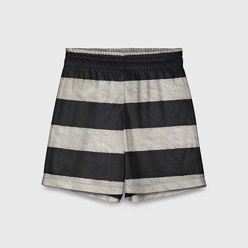 Детские шорты Текстурные черно-белые полосы / 3D-принт – фото 1