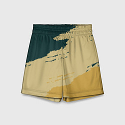Шорты детские Желто-зеленые абстрактные полосы, цвет: 3D-принт